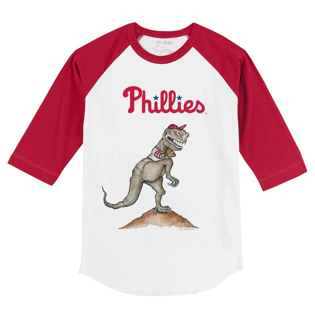Philadelphia Phillies Tiny Turnip Toddler TT Rex 3/4-Sleeve Raglan T-Shirt - White/Red