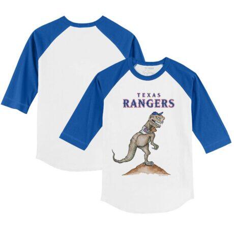 Texas Rangers Tiny Turnip Toddler TT Rex 3/4-Sleeve Raglan T-Shirt - - Front View