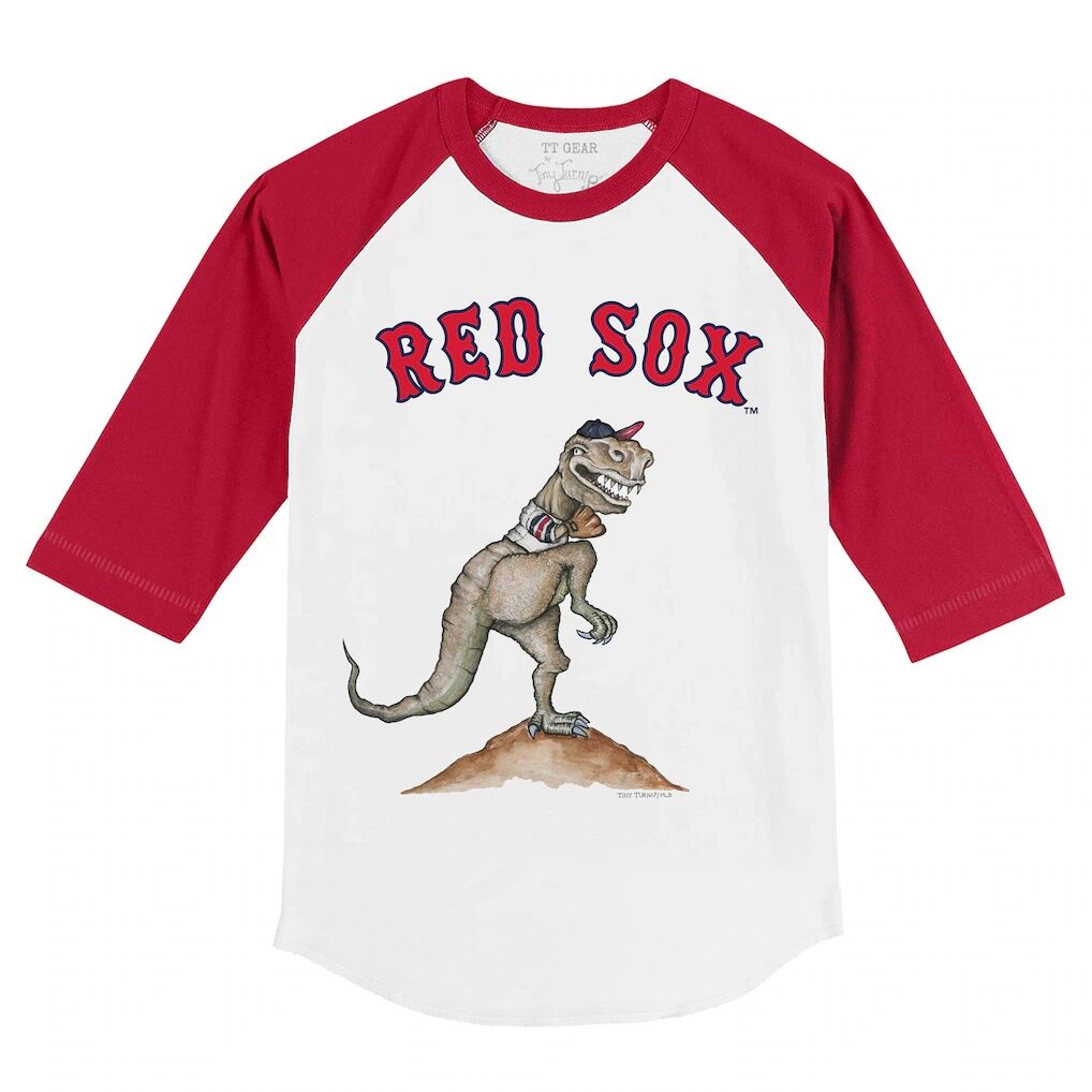 Boston Red Sox Tiny Turnip Youth TT Rex 3/4-Sleeve Raglan T-Shirt - White/Red
