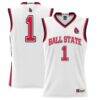 #1 Ball State Cardinals GameDay Greats Youth Lightweight Basketball Jersey - White - Front View