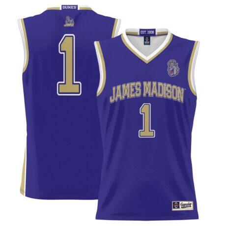 #1 James Madison Dukes GameDay Greats Youth Lightweight Basketball Jersey - Purple - Front View