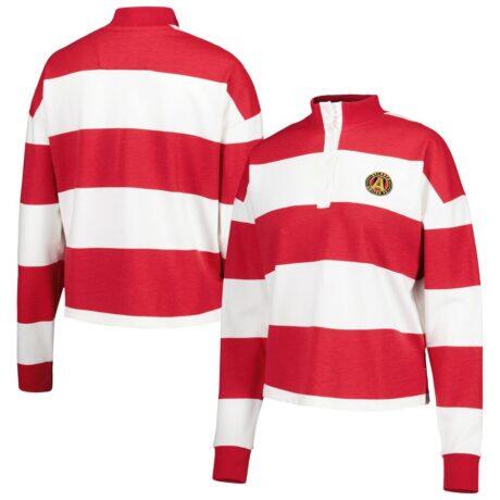 Atlanta United FC Antigua Women's Radical Rugby Stripe Long Sleeve T-Shirt - White - Front View