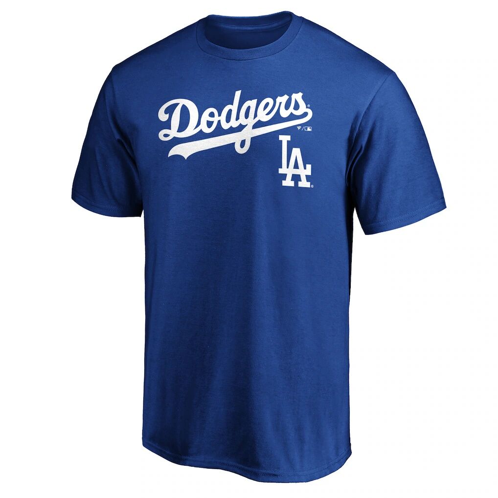 Los Angeles Dodgers Team Lock Up Wordmark T-Shirt – Royal