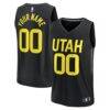 Utah Jazz Fashion7 Youth Fast Break Replica Custom Jersey - Black - Front View