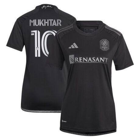 Hany Mukhtar Nashville SC adidas Women's 2023 Man In Black Kit Replica Player Jersey - Black - Front View