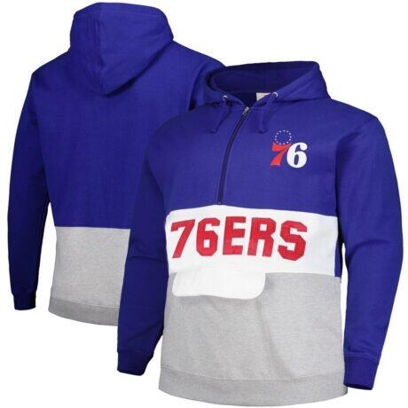 Philadelphia 76ers Fashion7 Big & Tall Anorak Half-Zip Hoodie - - Front View