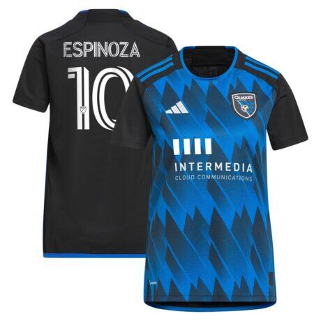 Cristian Espinoza San Jose Earthquakes adidas Women's 2023 Active Fault Jersey Replica Jersey - Blue - Front View