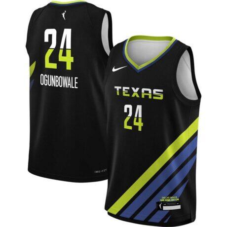 Arike Ogunbowale Dallas Wings Nike Youth 2023 Rebel Edition Victory Player Jersey - Black - Front View