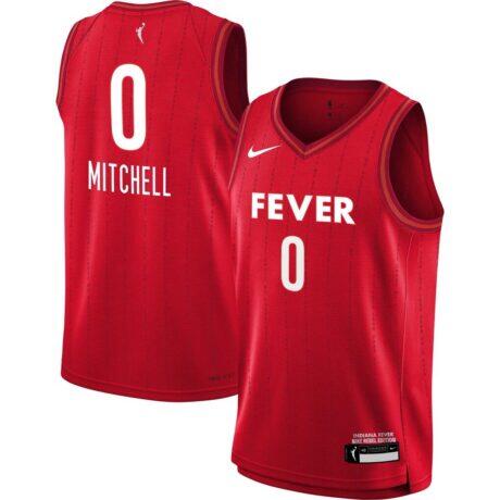 Kelsey Mitchell Indiana Fever Nike Youth 2023 Rebel Edition Victory Player Jersey - Red - Front View