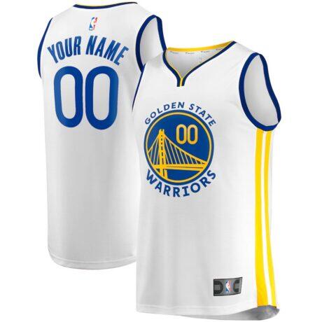 Golden State Warriors Fashion7 Youth Fast Break Replica Custom Jersey - White - Front View