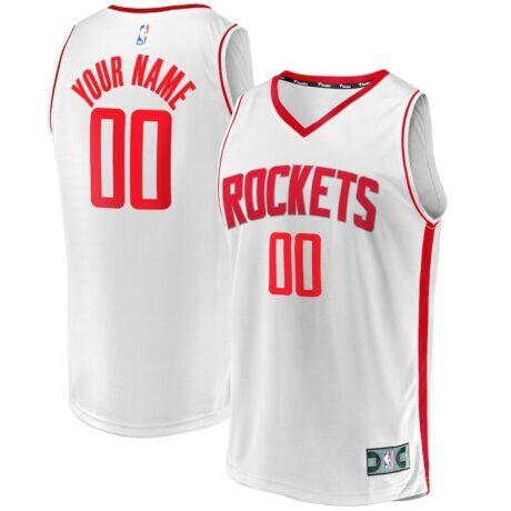 Houston Rockets Fashion7 Youth Fast Break Replica Custom Jersey - White - Front View