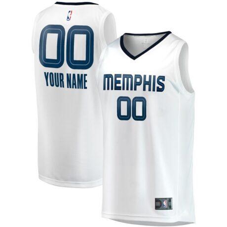 Memphis Grizzlies Fashion7 Youth Fast Break Replica Custom Jersey - White - Front View