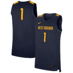 #1 West Virginia Mountaineers Nike Replica Jersey - Navy - Front View