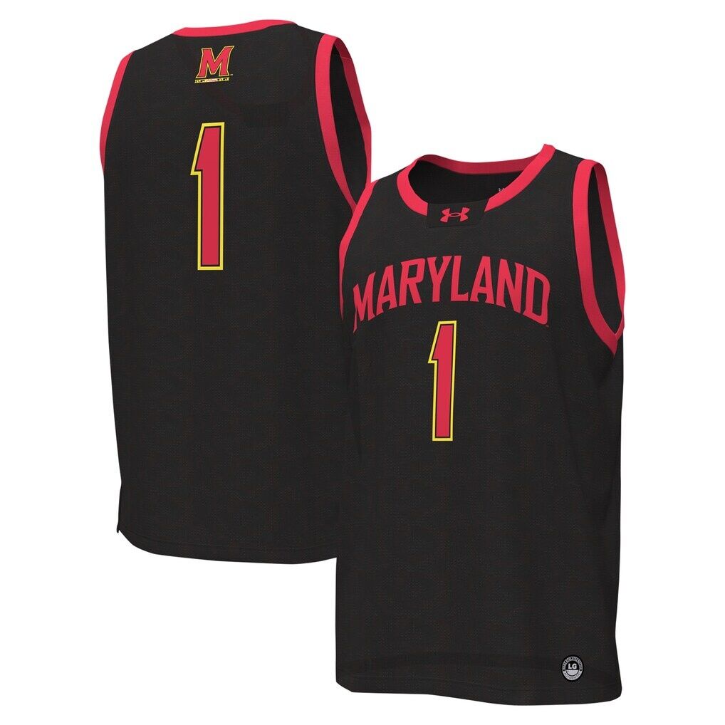 #1 Maryland Terrapins Under Armour Replica Basketball Jersey - Black