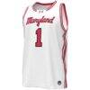 #1 Maryland Terrapins Under Armour Throwback Replica Basketball Jersey - White - Side View