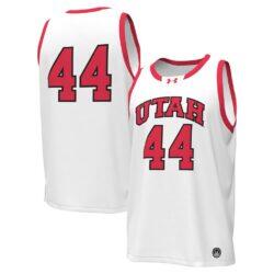 #44 Utah Utes Under Armour Replica Basketball Jersey - White - Front View