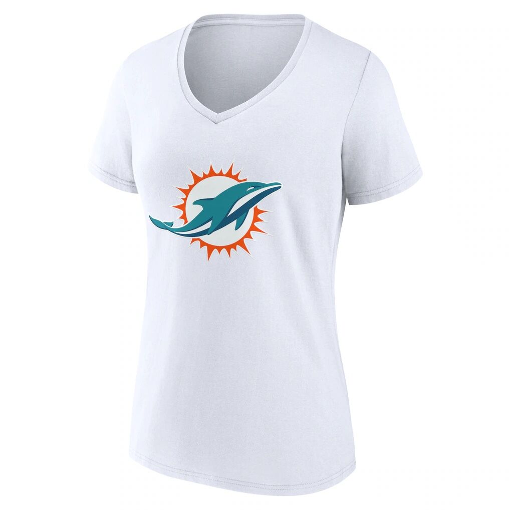 Miami Dolphins Logo Athletic Women's Primary Logo V-Neck T-Shirt