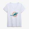 Miami Dolphins Logo Athletic Women's Primary Logo V-Neck T-Shirt - White - Front View