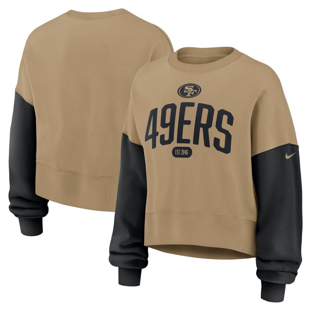 San Francisco 49ers Nike Women's Oversized Rewind Phoenix Fleece Sweatshirt - Beige