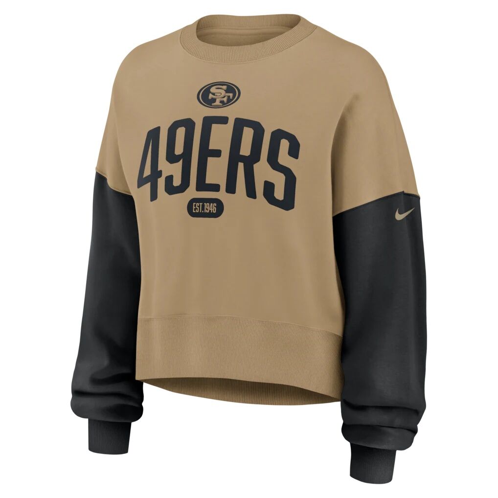 San Francisco 49ers Nike Women's Oversized Rewind Phoenix Fleece Sweatshirt - Beige