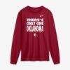 Oklahoma Sooners Nike 2026 Sideline Slogan Dri-FIT Long Sleeve T-Shirt - Crimson - Front View