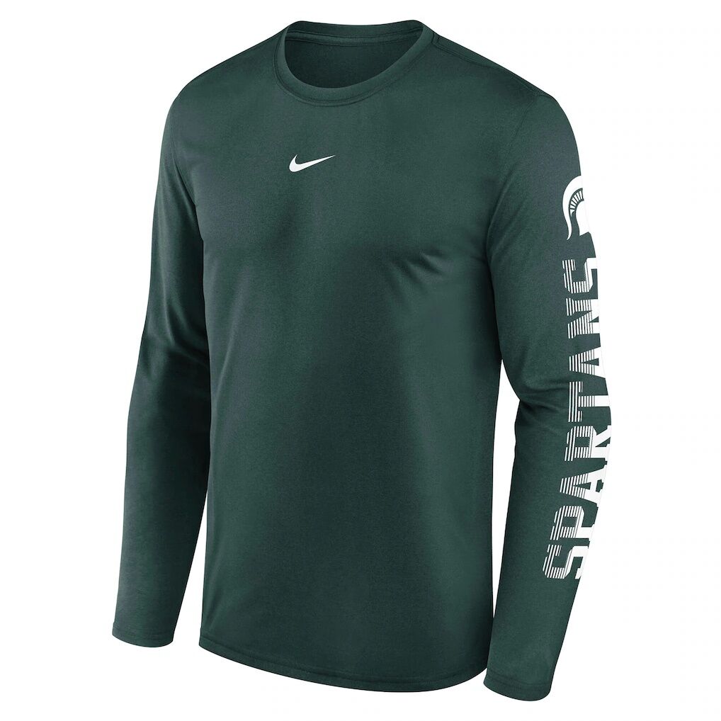 Michigan State Spartans Nike Primetime Logo Sleeve Legend Dri-FIT Long Sleeve T-Shirt