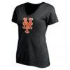 New York Mets Logo Athletic Women's Official Logo Athletic V-Neck T-Shirt - Black - Side View