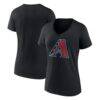 Arizona Diamondbacks Logo Athletic Women's Official Logo Athletic V-Neck T-Shirt - Black - Front View