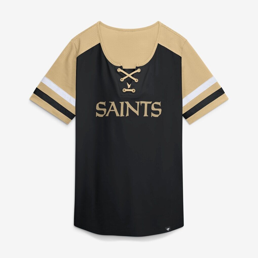 New Orleans Saints Fashion7 Women's Curl Route Athena Lace-Up T-Shirt