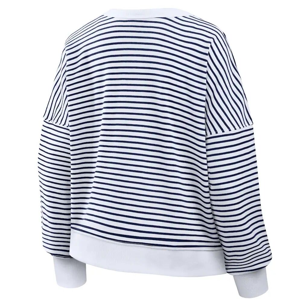Chicago Bears Fashion7 Women's Striped Oversized French Terry Sweatshirt - White/Navy