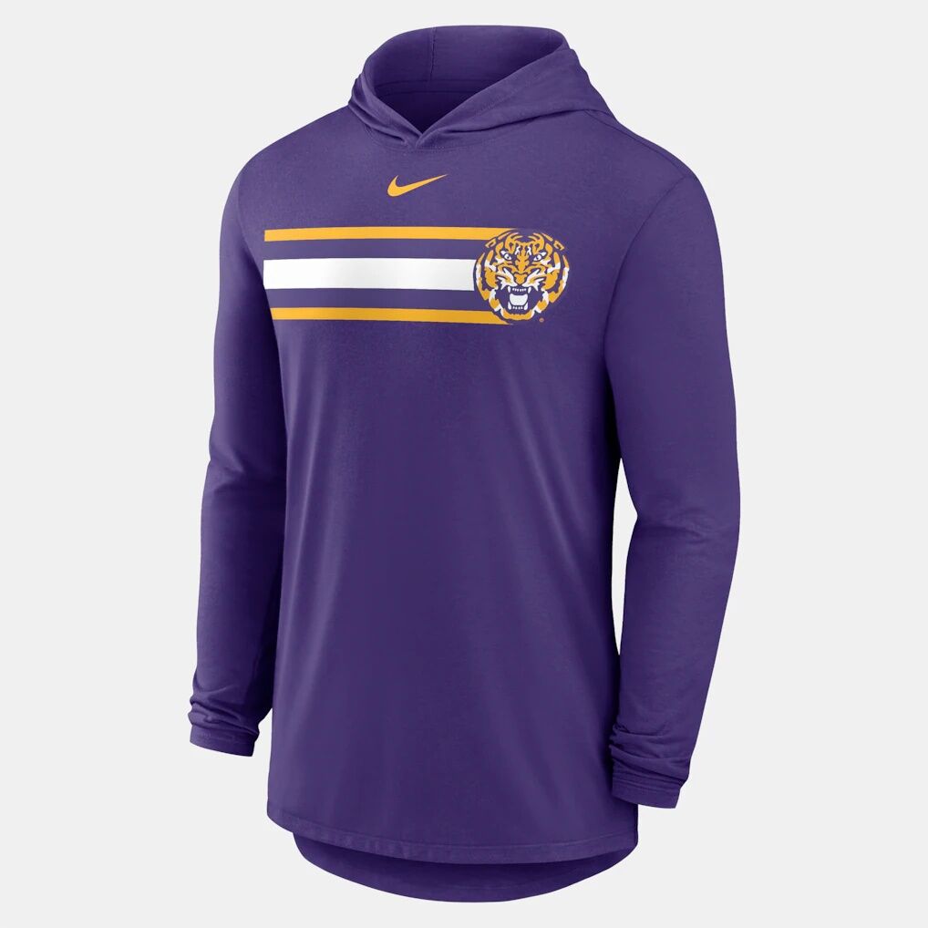 LSU Tigers Nike Primetime Pattern Tri-Blend Dri-FIT Long Sleeve Hooded T-Shirt
