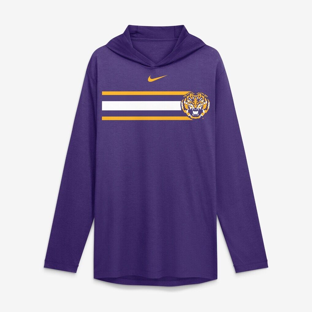 LSU Tigers Nike Primetime Pattern Tri-Blend Dri-FIT Long Sleeve Hooded T-Shirt
