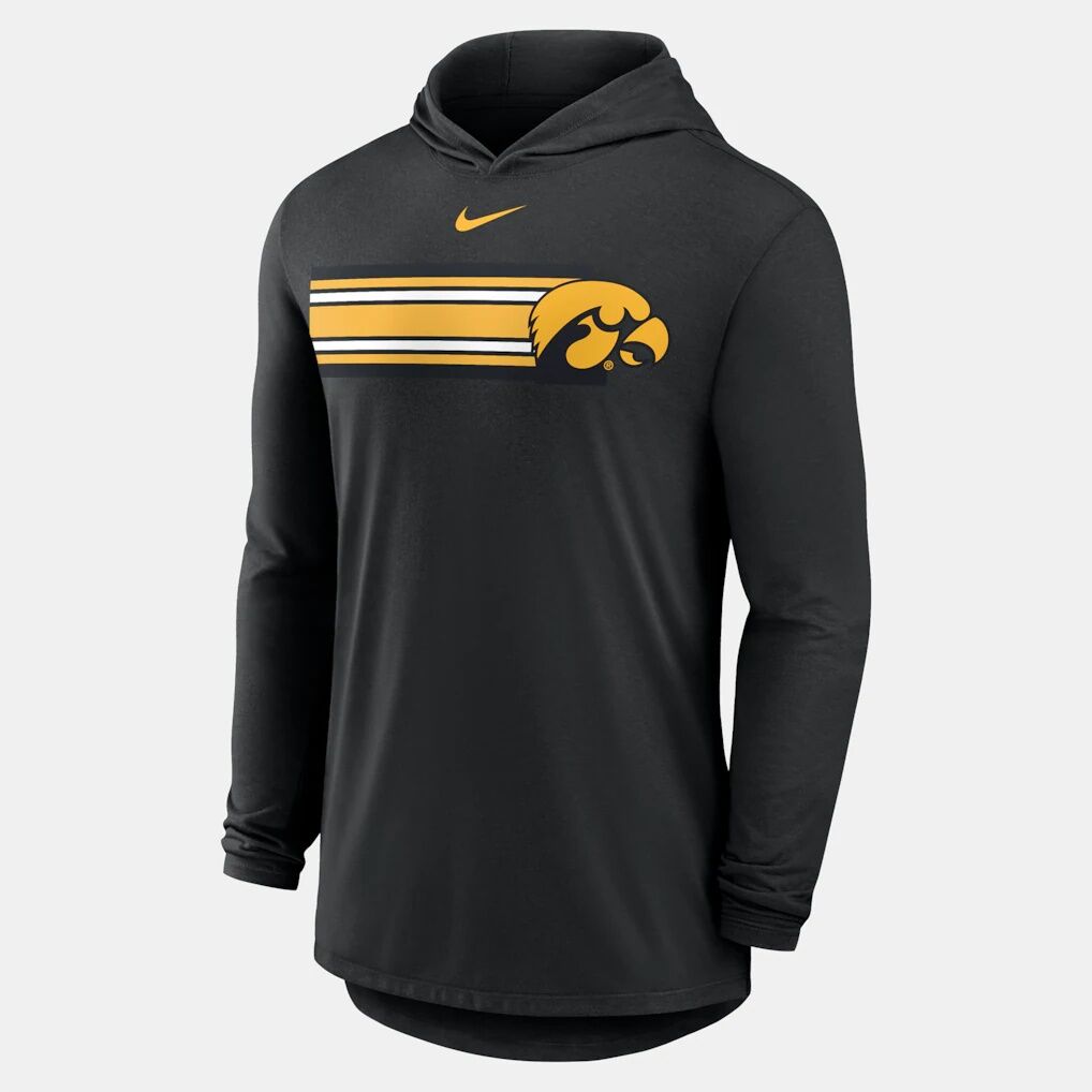Iowa Hawkeyes Nike Primetime Pattern Tri-Blend Dri-FIT Long Sleeve Hooded T-Shirt