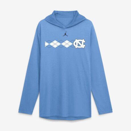 North Carolina Tar Heels Jordan Brand Primetime Pattern Tri-Blend Dri-FIT Long Sleeve Hooded T-Shirt - - Front View