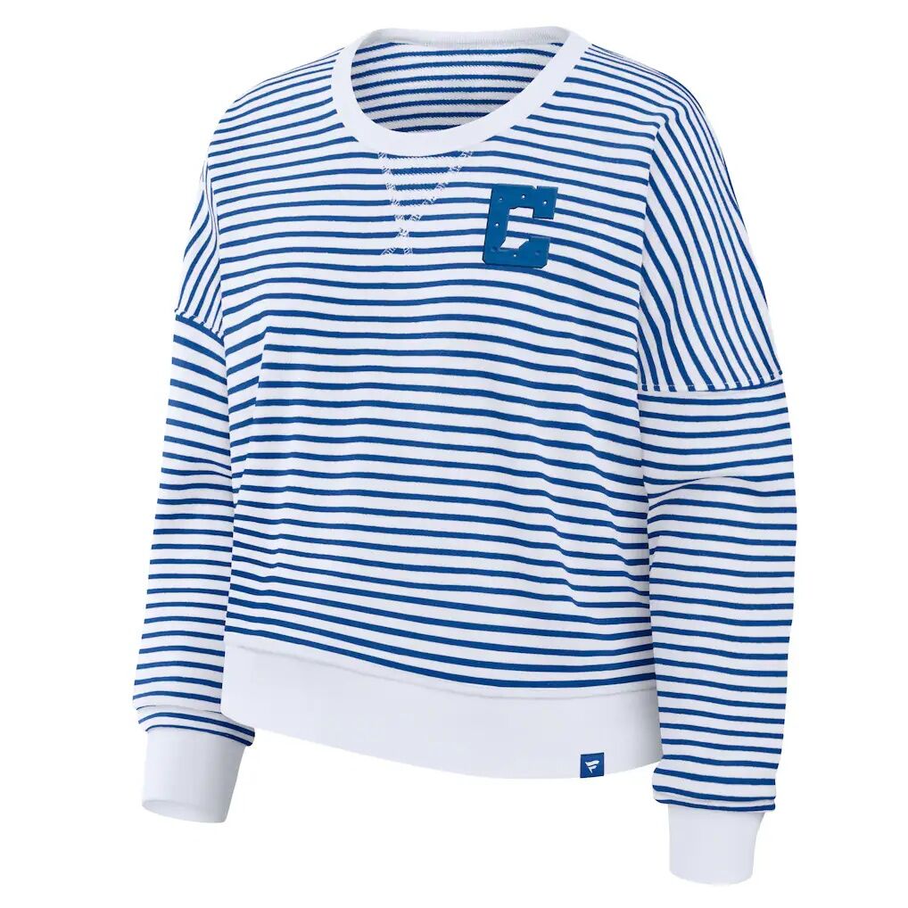 Indianapolis Colts Fashion7 Women's Striped Oversized French Terry Sweatshirt - White/Royal