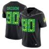 #90 Oregon Ducks Nike Grateful Ducks Game Jersey - Black - Front View