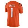 Ja'Marr Chase Cincinnati Bengals Nike Alternate Vapor F.U.S.E. Stitched Limited Jersey - Orange - Detail View