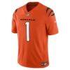 Ja'Marr Chase Cincinnati Bengals Nike Alternate Vapor F.U.S.E. Stitched Limited Jersey - Orange - Side View