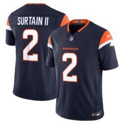 Pat Surtain II Denver Broncos Nike Alternate Vapor F.U.S.E. Stitched Limited Jersey - Navy - Front View