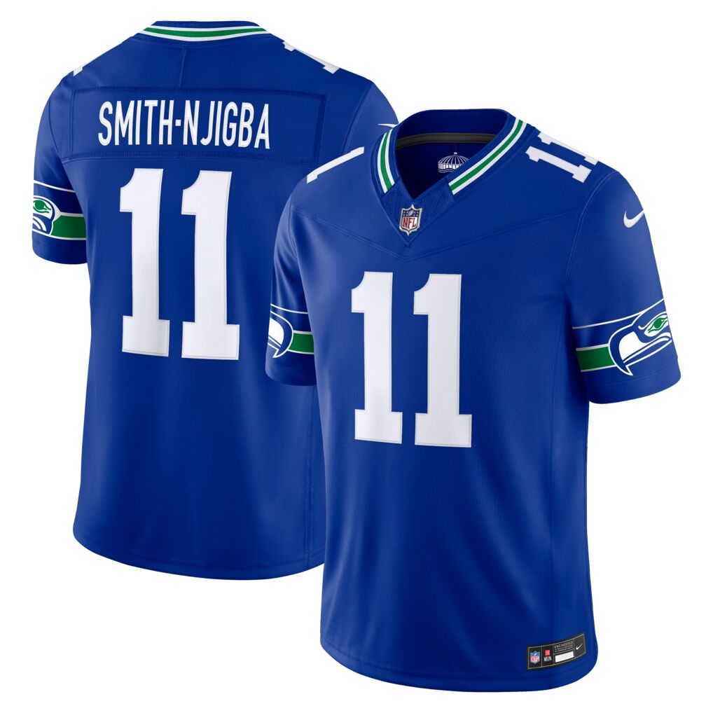 Jaxon Smith-Njigba Seattle Seahawks Nike Alternate Vapor F.U.S.E. Stitched Limited Jersey - Royal
