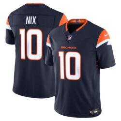 Bo Nix Denver Broncos Nike Alternate Vapor F.U.S.E. Stitched Limited Jersey - Navy - Front View