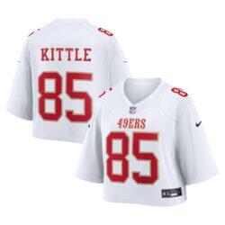 George Kittle San Francisco 49ers Nike Women's Cropped Fashion Game Jersey - White - Front View