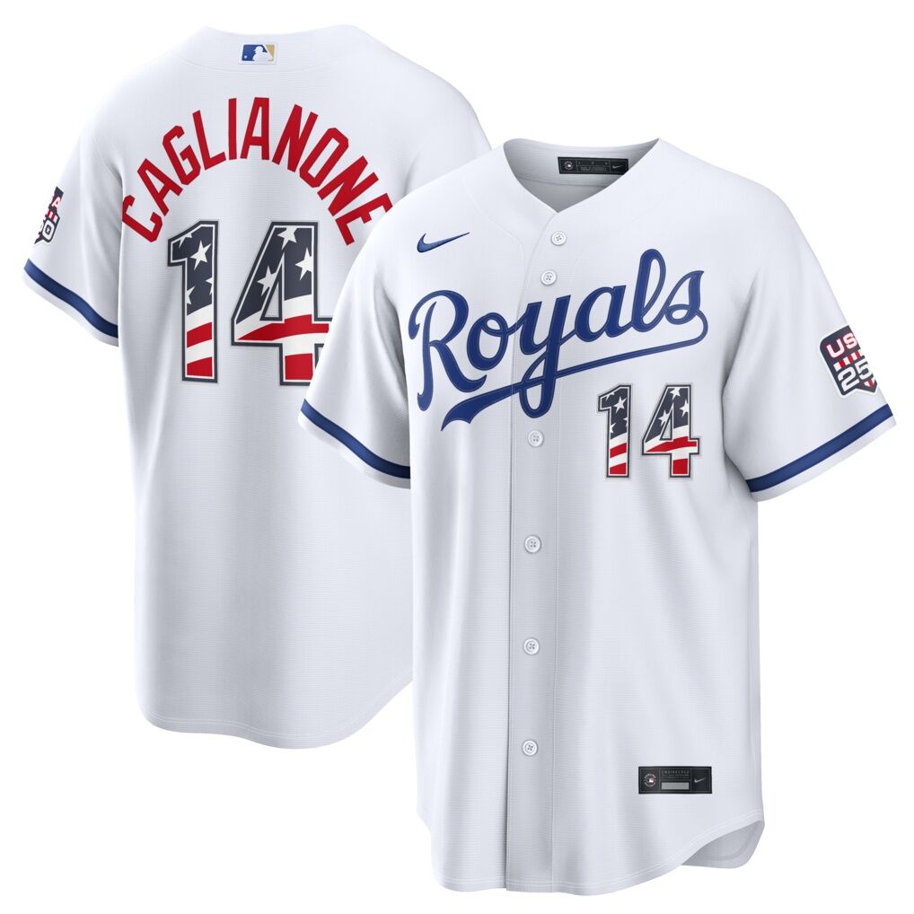 Fourth of July Kansas City Royals Jac Caglianone Nike White USA 250 Stadium Jersey