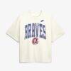 Atlanta Braves Nike Women's Arched Distressed Boxy T-Shirt - Cream - Back View