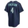 Colt Emerson Seattle Mariners Nike Road 50th Season Anniversary Patch Stadium Jersey - Navy - Detail View