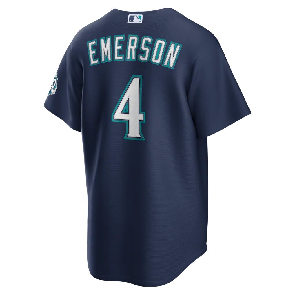 Colt Emerson Seattle Mariners Nike Road 50th Season Anniversary Patch Stadium Jersey