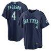 Colt Emerson Seattle Mariners Nike Road 50th Season Anniversary Patch Stadium Jersey - Navy - Front View