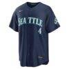 Colt Emerson Seattle Mariners Nike Road 50th Season Anniversary Patch Stadium Jersey - Navy - Side View