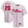 Chase Utley Philadelphia Phillies Nike Home Wall of Fame Patch Limited Edition Replica Jersey - White - Front View