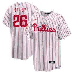 Chase Utley Philadelphia Phillies Nike Home Wall of Fame Patch Limited Edition Replica Jersey - White - Front View
